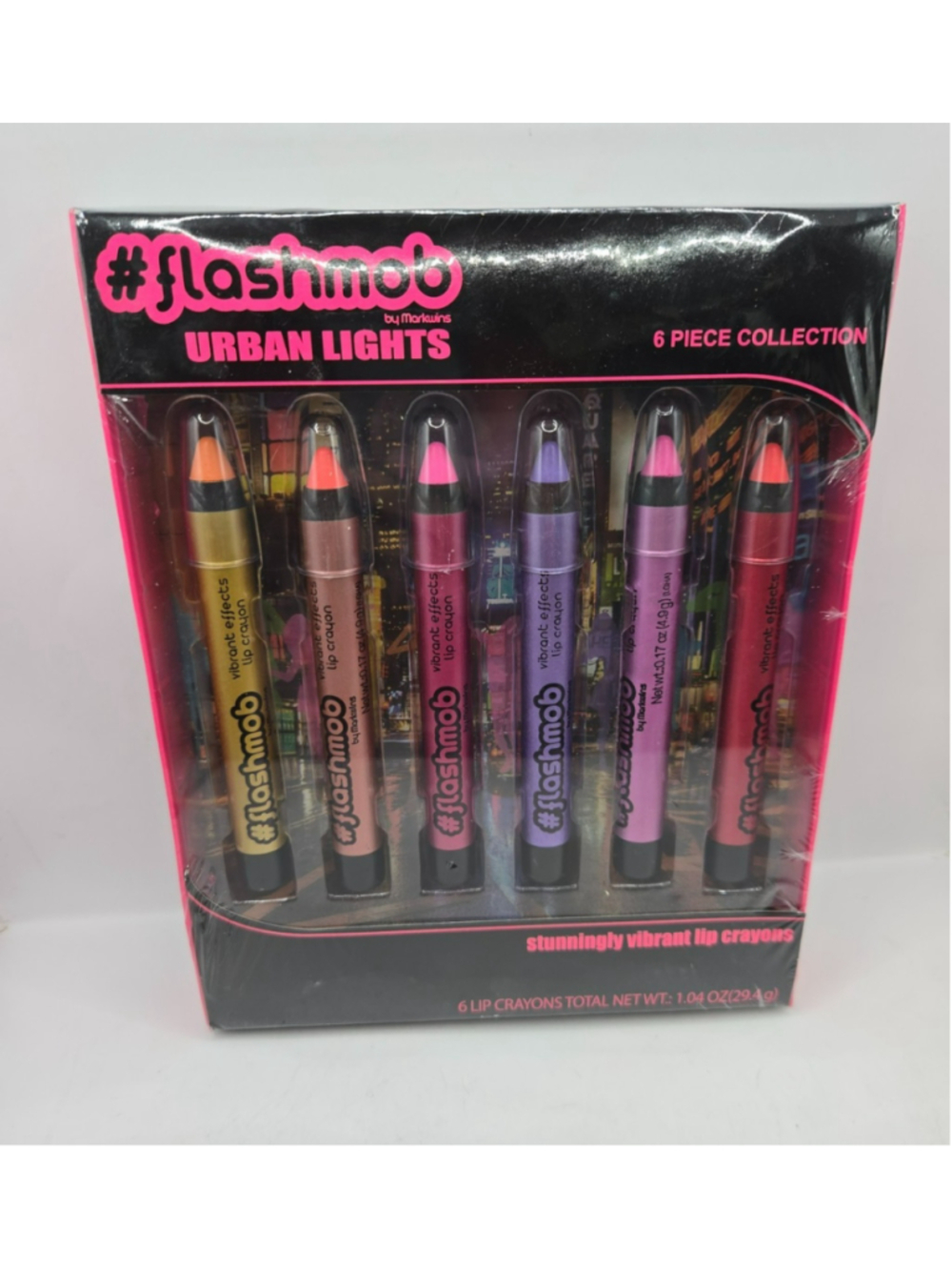 New Markwins Flashmob Urban Lights 6pc Lip Crayon Set Vibrant Colors